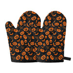 Halloween Pumpkin And Bat Pattern Print Oven Mitts