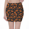 Halloween Pumpkin And Bat Pattern Print Pencil Mini Skirt