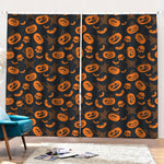 Halloween Pumpkin And Bat Pattern Print Pencil Pleat Curtains