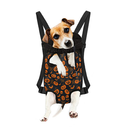 Halloween Pumpkin And Bat Pattern Print Pet Carrier Backpack