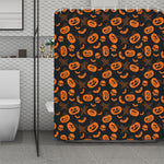 Halloween Pumpkin And Bat Pattern Print Polyester Shower Curtain