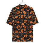 Halloween Pumpkin And Bat Pattern Print Rayon Hawaiian Shirt