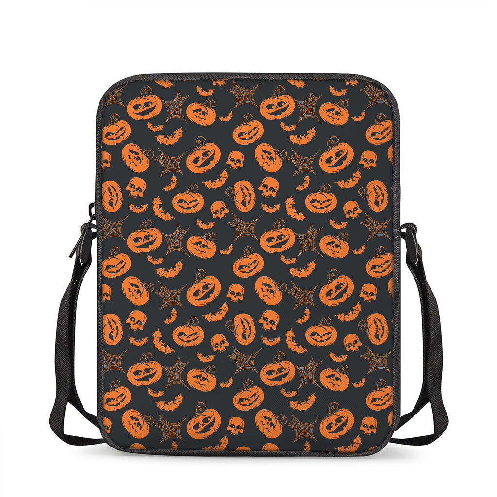 Halloween Pumpkin And Bat Pattern Print Rectangular Crossbody Bag