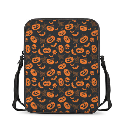 Halloween Pumpkin And Bat Pattern Print Rectangular Crossbody Bag