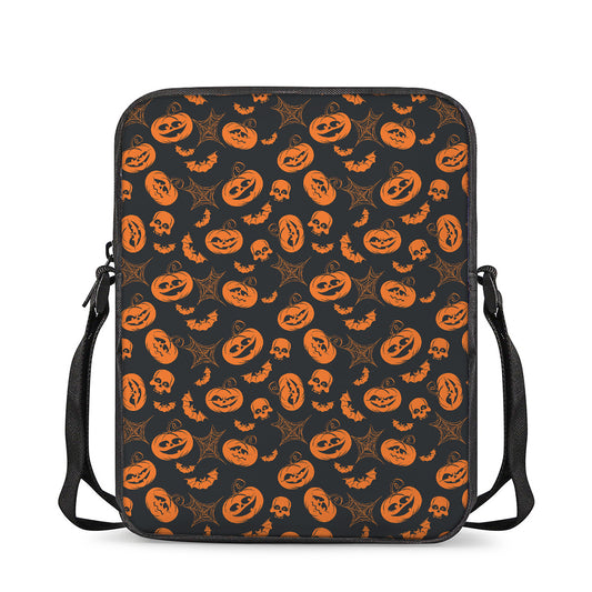 Halloween Pumpkin And Bat Pattern Print Rectangular Crossbody Bag