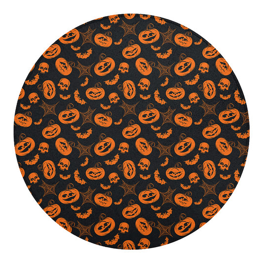 Halloween Pumpkin And Bat Pattern Print Round Blanket