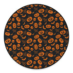 Halloween Pumpkin And Bat Pattern Print Round Floor Mat