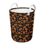 Halloween Pumpkin And Bat Pattern Print Round Laundry Basket