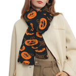 Halloween Pumpkin And Bat Pattern Print Scarf