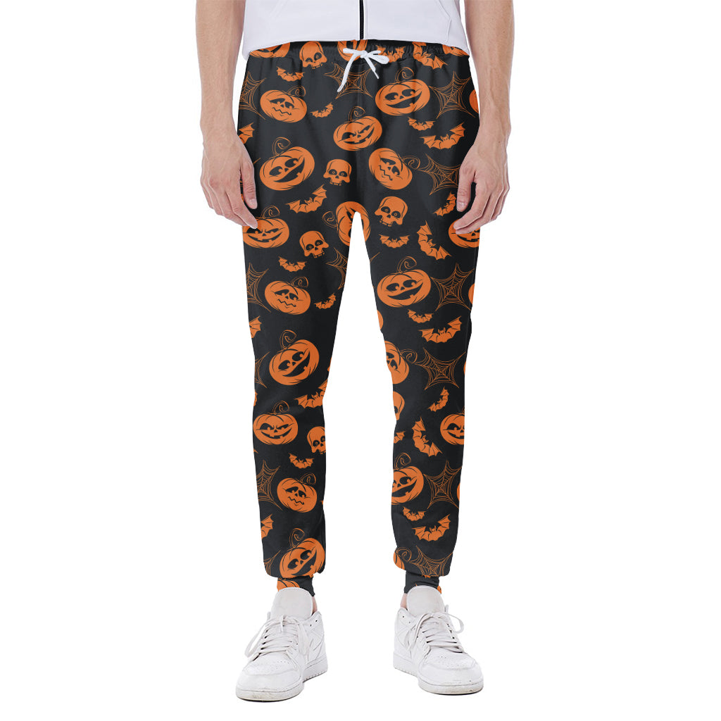 Halloween Pumpkin And Bat Pattern Print Scuba Joggers