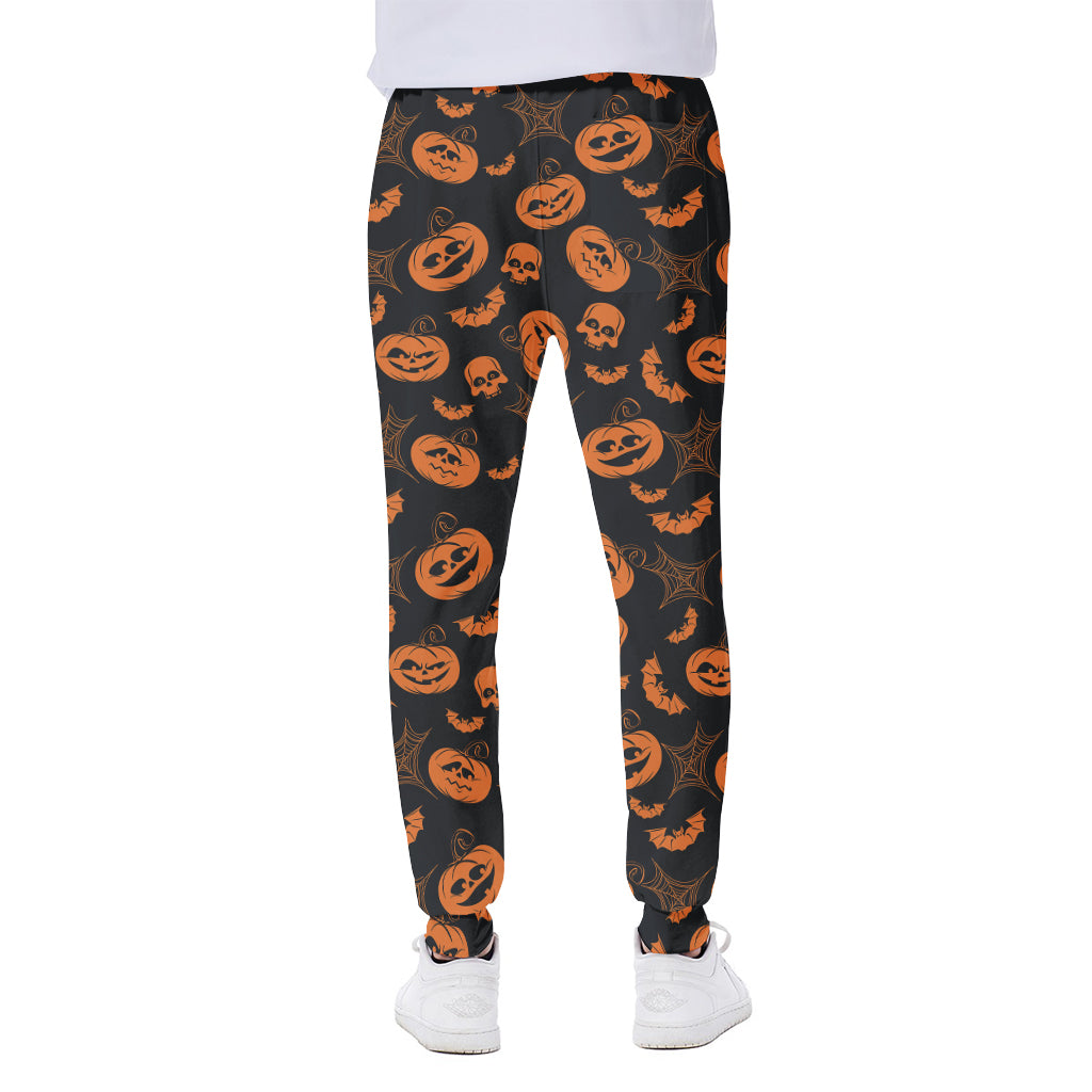 Halloween Pumpkin And Bat Pattern Print Scuba Joggers