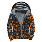 Halloween Pumpkin And Bat Pattern Print Sherpa Lined Zip Up Hoodie