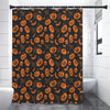 Halloween Pumpkin And Bat Pattern Print Shower Curtain