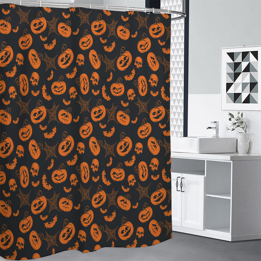 Halloween Pumpkin And Bat Pattern Print Shower Curtain