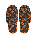 Halloween Pumpkin And Bat Pattern Print Slippers