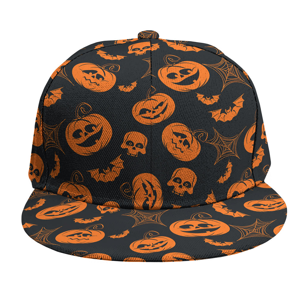 Halloween Pumpkin And Bat Pattern Print Snapback Cap