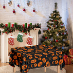 Halloween Pumpkin And Bat Pattern Print Tablecloth