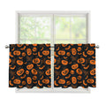 Halloween Pumpkin And Bat Pattern Print Tier Curtains