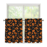 Halloween Pumpkin And Bat Pattern Print Tier Curtains