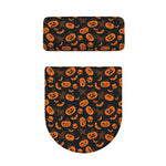 Halloween Pumpkin And Bat Pattern Print Toilet Lid And Tank Cover Set