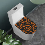 Halloween Pumpkin And Bat Pattern Print Toilet Lid Cover
