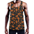 Halloween Pumpkin And Bat Pattern Print Men's Workout Tank Top