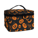 Halloween Pumpkin And Bat Pattern Print Travel Makeup Bag