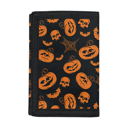 Halloween Pumpkin And Bat Pattern Print Trifold Wallet