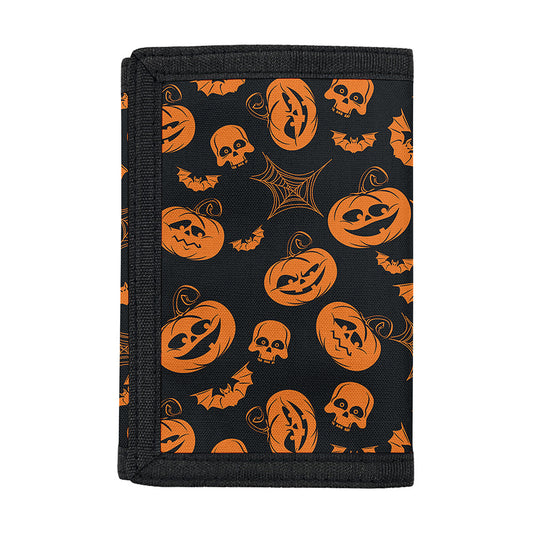 Halloween Pumpkin And Bat Pattern Print Trifold Wallet