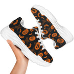 Halloween Pumpkin And Bat Pattern Print White Chunky Shoes
