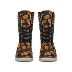 Halloween Pumpkin And Bat Pattern Print Winter Boots
