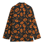 Halloween Pumpkin And Bat Pattern Print Women's Blazer