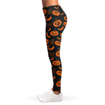 Halloween Pumpkin And Bat Pattern Print Women's Leggings