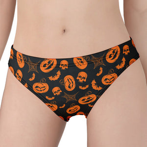 Halloween Pumpkin And Bat Pattern Print Women's Panties