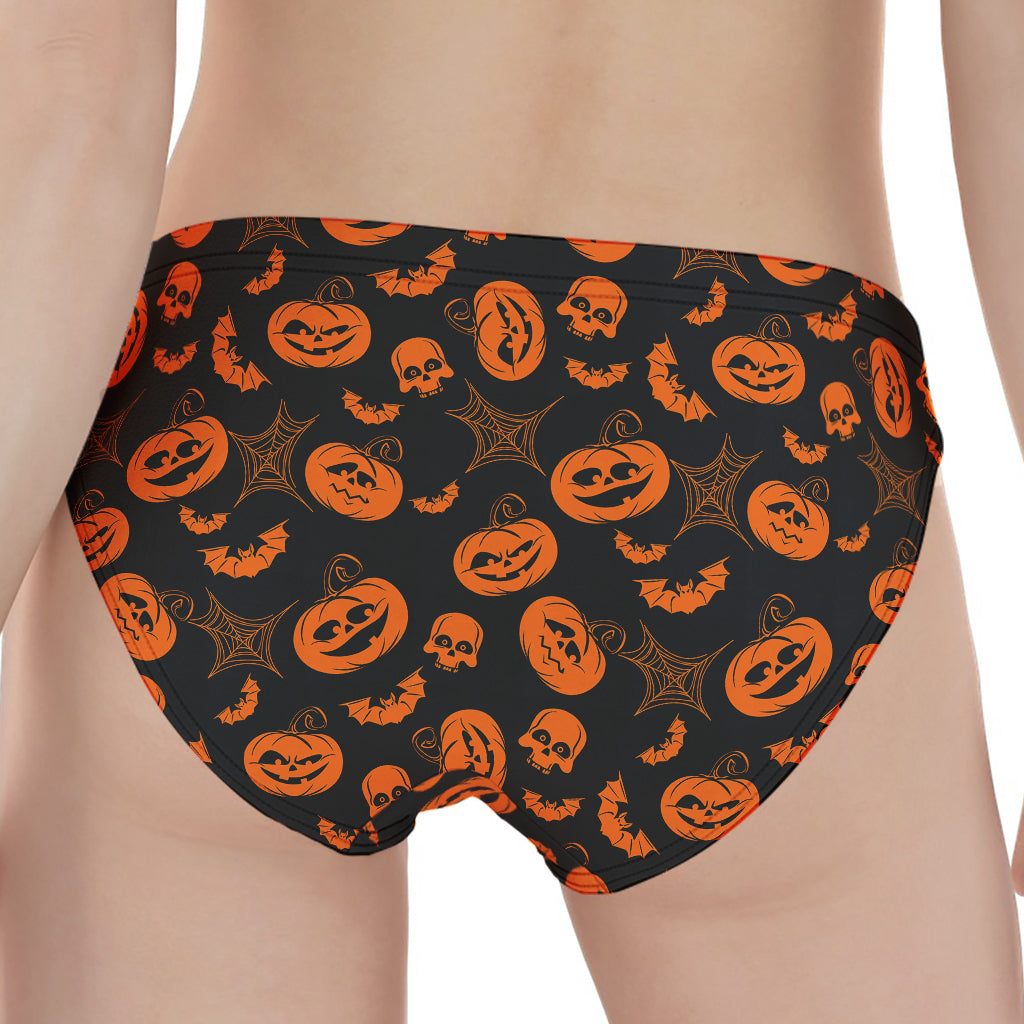 Halloween Pumpkin And Bat Pattern Print Women's Panties