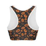 Halloween Pumpkin And Bat Pattern Print Women's Sports Bra