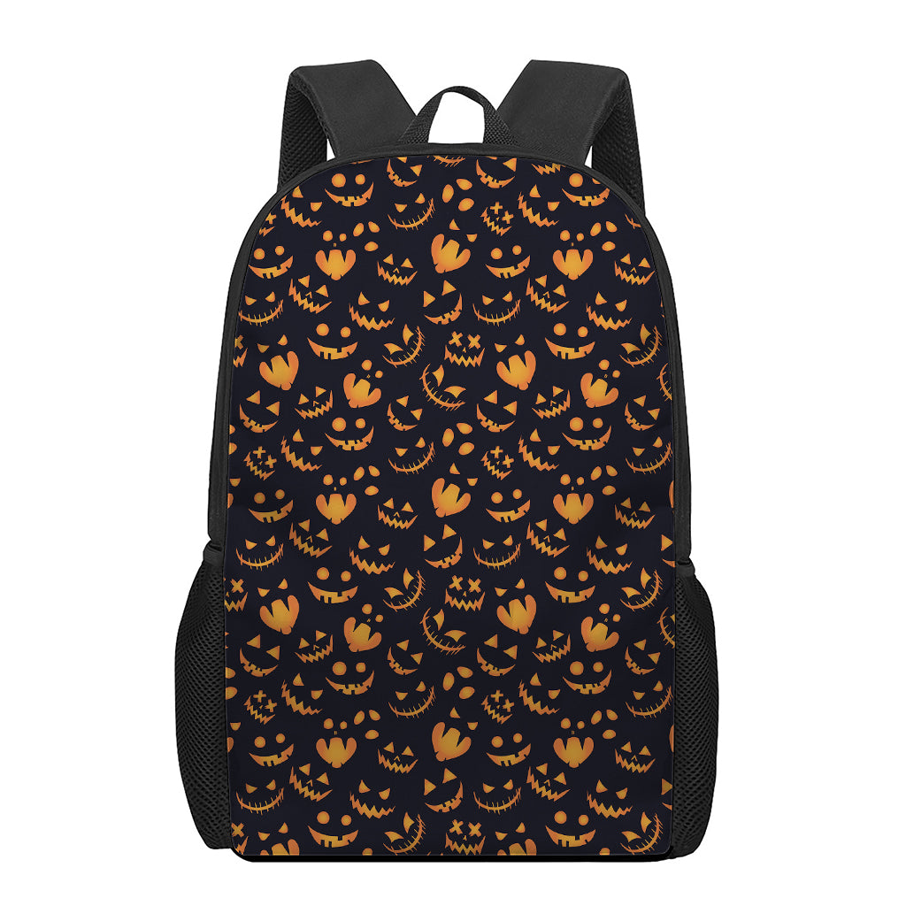 Halloween Pumpkin Faces Pattern Print 17 Inch Backpack
