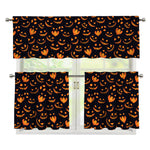 Halloween Pumpkin Faces Pattern Print 3 Piece Kitchen Curtains