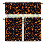 Halloween Pumpkin Faces Pattern Print 3 Piece Kitchen Curtains