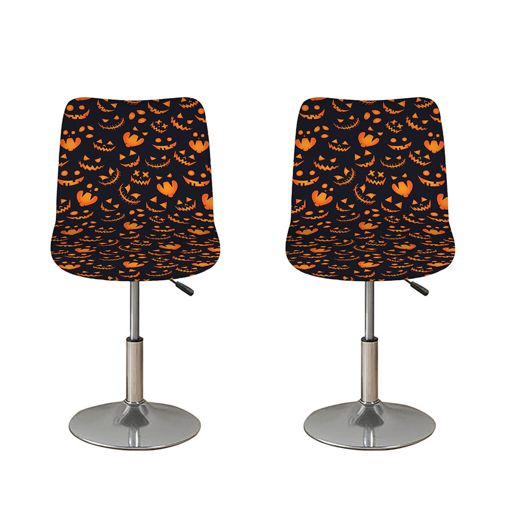 Halloween Pumpkin Faces Pattern Print Bar Stool Covers