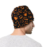 Halloween Pumpkin Faces Pattern Print Beanie