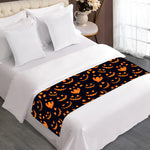 Halloween Pumpkin Faces Pattern Print Bed Runner