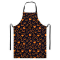 Halloween Pumpkin Faces Pattern Print Bib Apron With Pocket