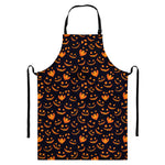 Halloween Pumpkin Faces Pattern Print Bib Apron With Pocket