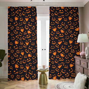 Halloween Pumpkin Faces Pattern Print Blackout Pencil Pleat Curtains