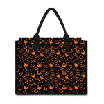 Halloween Pumpkin Faces Pattern Print Canvas Tote Bag