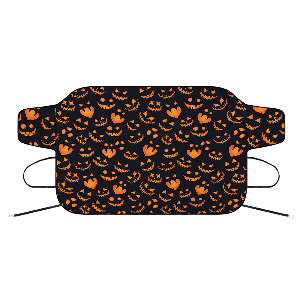 Halloween Pumpkin Faces Pattern Print Car Windshield Snow Cover