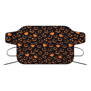 Halloween Pumpkin Faces Pattern Print Car Windshield Snow Cover