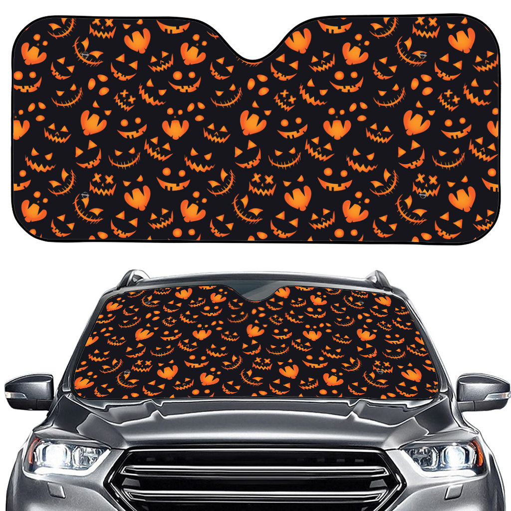 Halloween Pumpkin Faces Pattern Print Car Windshield Sun Shade