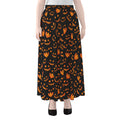 Halloween Pumpkin Faces Pattern Print Chiffon Maxi Skirt